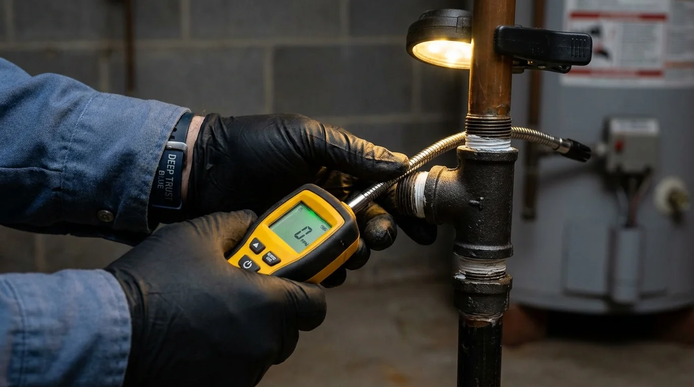 Gas leak detection with electronic sniffer by Johns Plumbing LLC in Port Jefferson