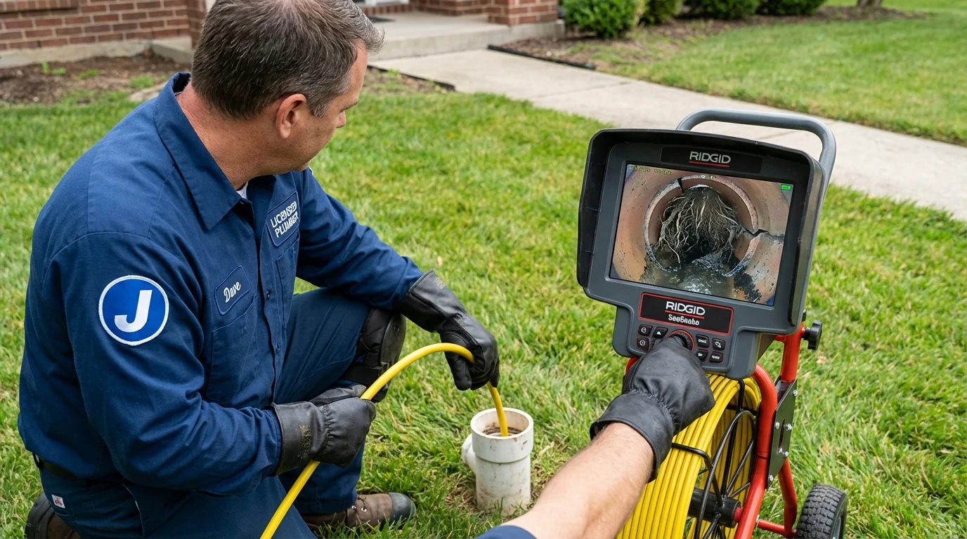 Sewer camera inspection being performed by Johns Plumbing LLC in Port Jefferson